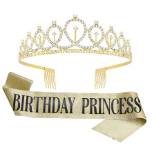 Fasce resistenti per bomboniere da festa per donne, fascia regolabile con strass, set di fascia da regina per compleanno, set completo con design a