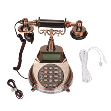 Festnetztelefon mit Speicherfunktion im klassischen Retro-Design, funktionale Nachbildung mit Ein-Knopf-Wahlfunktion und Wartemusik-Kompatibilität