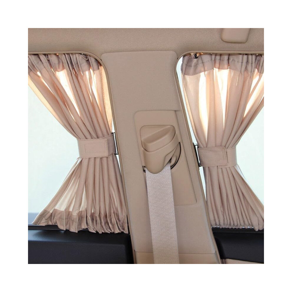 Car Privacy Sunshade Visor Curtains 2 Piece Set Uv Blocking Fits Most Vehicles Beige 9365049226806
