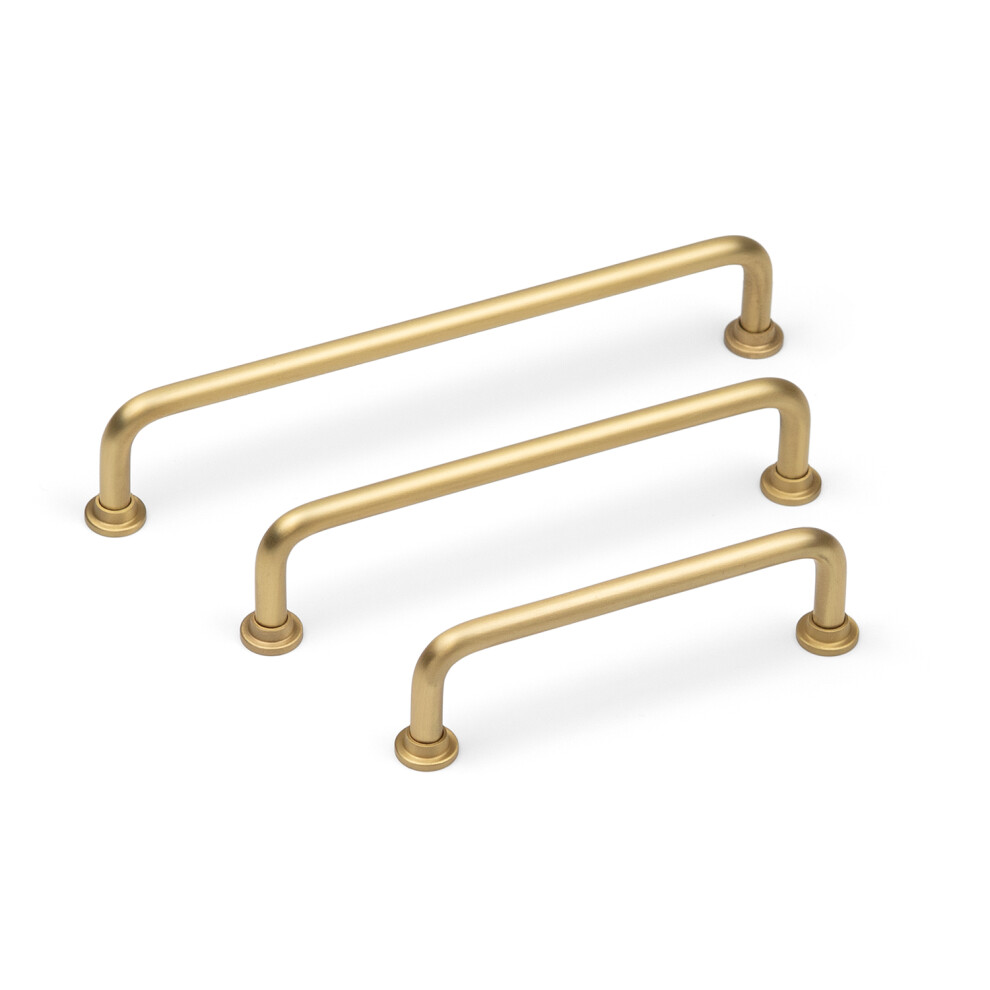 128Mm Satin Brass Curved Cabinet Handle Gold Bar 5056767304436
