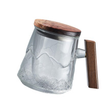Glass Tea Cup with Lid and Infuser, Large Capacity Clear Glass Coffee Mug for Home and Office