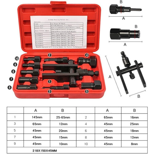 Blind Bearing Puller Set  10Piece Motorcycle Inner Bearing Extractor Kit With Carrying Case 1