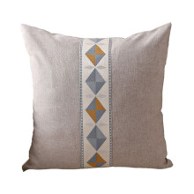 Housse de coussin carrée décorative pour salon, articles de maison en lin brodé géométrique de style nordique, taie d'oreiller moderne et simple