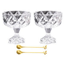 Clear Thickened Glass Dessert Cup With High Stem Designs-White