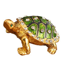 Boßte à bijoux tortues Vintage, artisanat européen en-Vert