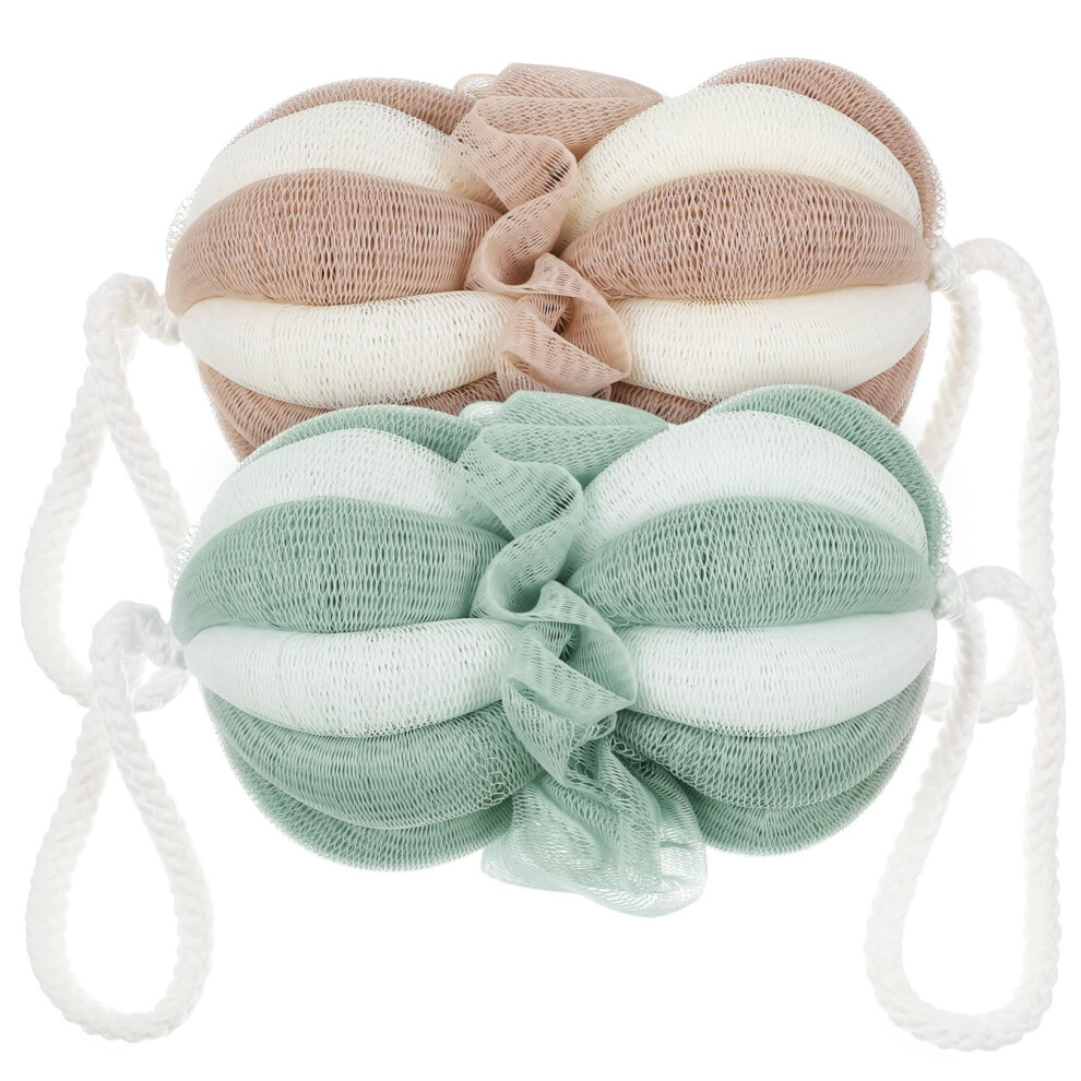 Exfoliating Bath Loofah Balls, Mesh Shower Puffs, 2Pack, Durable PE, Gentle Cleansing, TravelFriendly Bath Sponge