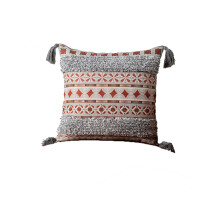 Housse de coussin décorative bohème style ferme, en tissu texturé épais et résistant, idéale pour égayer n'importe quelle pièce ou canapé
