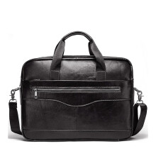 Leather Briefcase For Men   Leather Laptop Bag, Office And Travel Messenger Bag, Black
