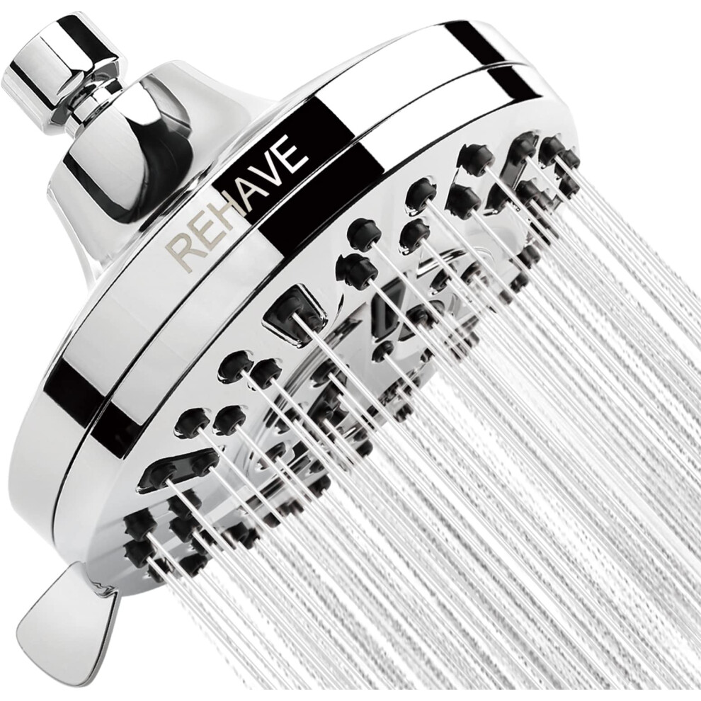 Rainfall Showerhead, 5.1 Inches Pressure With 63 Jets 8 Spray Modes Anticlogging Silicone Nozzles, Brass Ball Joint 9365049228510
