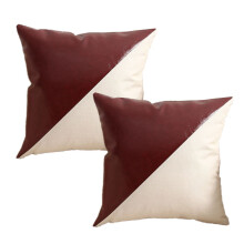 Housses de coussin décoratives bohèmes, patchwork en similicuir, fermeture éclair élégante et invisible, lot de 2 taies d'oreiller carrées,