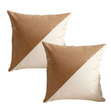 Housses de coussin en coton, tissu velours moderne luxueux, patchwork, style champêtre, lot de 2 taies carrées 45 x 45 cm avec fermeture éclair