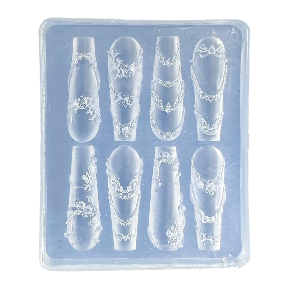 Reusable Silicone Nail Molds With Floral Bowknot-Style 4
