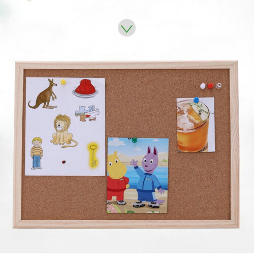 Wood Frame Corkboard Decorative Pin Board Cork Notice-20x30 2