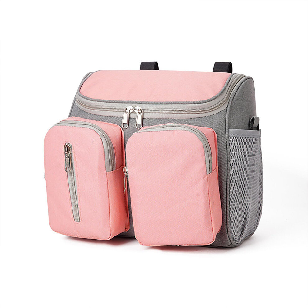 Baby Pushchair Organiser Multifunctional Pram Bag With Adjustable Shoulder Strap Large Capacity Carry On Handbag Pink