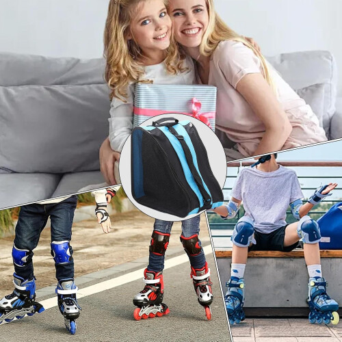 Ice Skating Bag Waterproof Large Capacity Roller Gear Storage With Adjustable Straps Blue 2