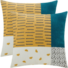 Pillow Perfection, taies d'oreiller en lin jaune moutarde renforcées avec fermeture éclair pour une décoration bohème, jetés texturés patchwork