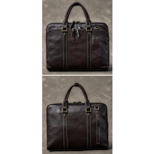 Leather Laptop Bag For Men, Durable Professional Briefcase, Computer Bag, Black 2