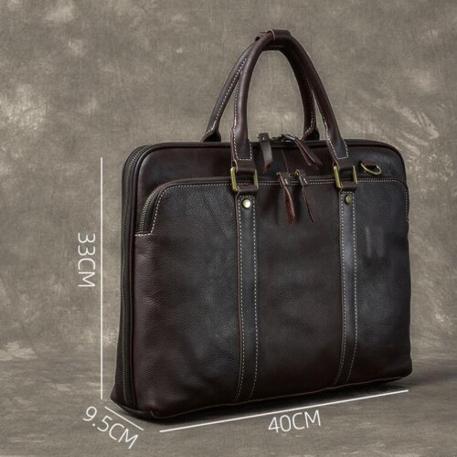 Leather Laptop Bag For Men, Durable Professional Briefcase, Computer Bag, Black 1