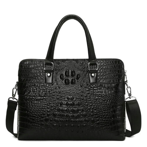 Leather Briefcase for Men, Laptop Messenger Bag, Professional Work Bag, Black