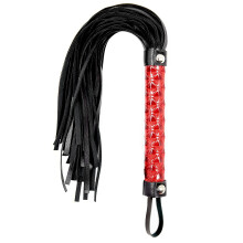 Red Leather Horse Whip - Durable Faux Leather Whip for Couples, Ideal for Play, 36 Inch Long, Black Accent