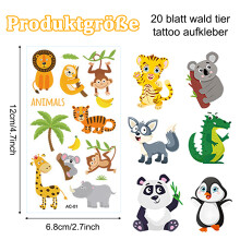 Kreative Aufkleber, einzigartige Tattoo-Designs für Kindergeburtstage, leicht abwaschbar, Safari-Tieraufkleber, wasserfeste Tattoos