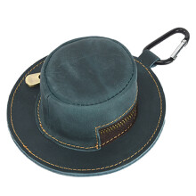 Cowboy Hat Shaped Coin Purse Genuine Leather Zippered-Blue