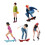 Tiny Resins Skateboarder Model Collectible for-Green clothes 2
