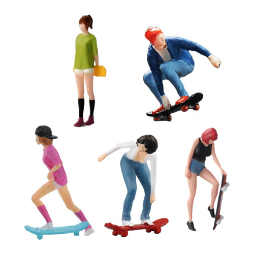 Tiny Resins Skateboarder Model Collectible for-Green clothes 1