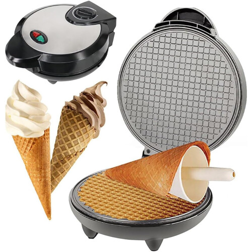 Waffle Cone Maker 1200W Commercial Ice Cream Cone Maker Nonstick Heating Plates Temperature Control