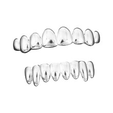 Removable Brass Dental Grillzs for Rappers Halloween-Silver