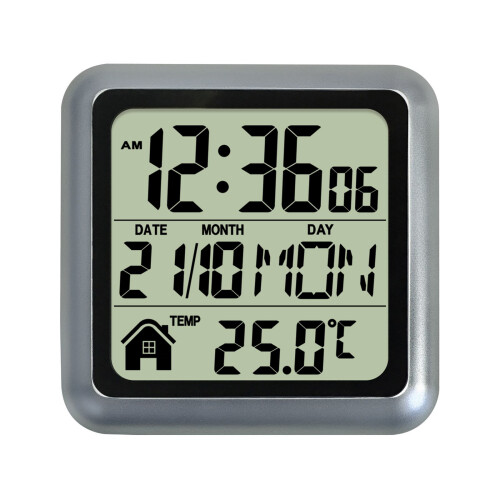 Horloge de douche numérique, température intérieure ou-Argent