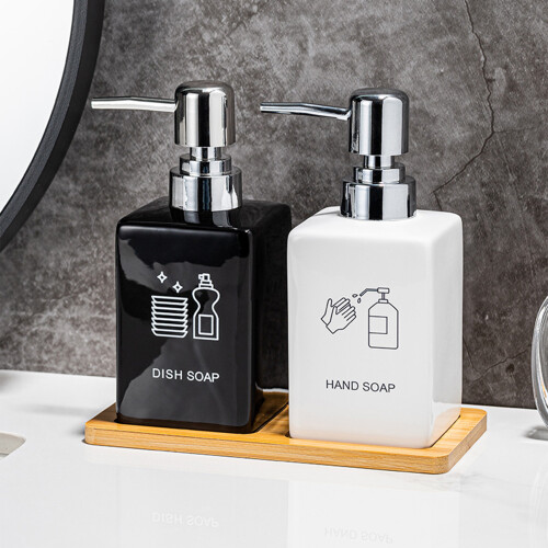 Ceramic Refillable Pump Dispenser Bottle with Press-4 2