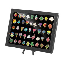 Praktisch stevig acryl pin-displaybord met standaard voor