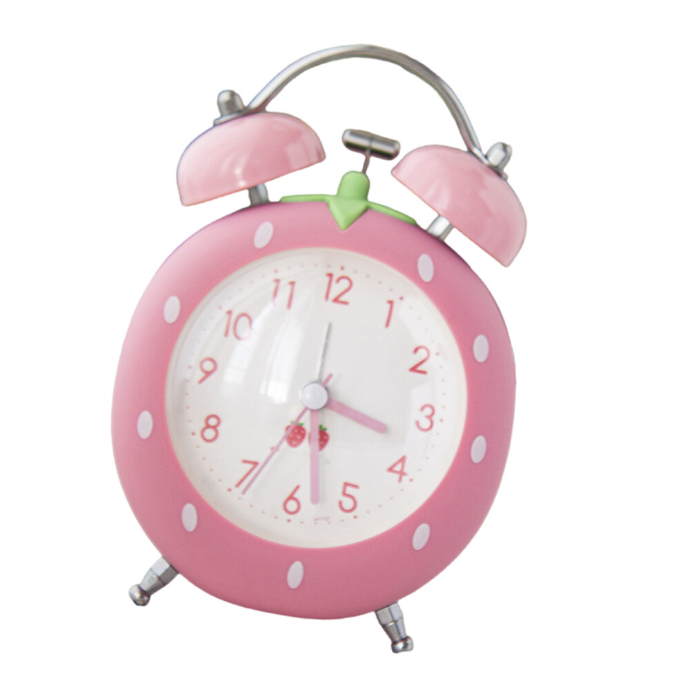 Quiet Quartzs Strawberry Shape Alarm Clock Loud Twin Bells-Pink