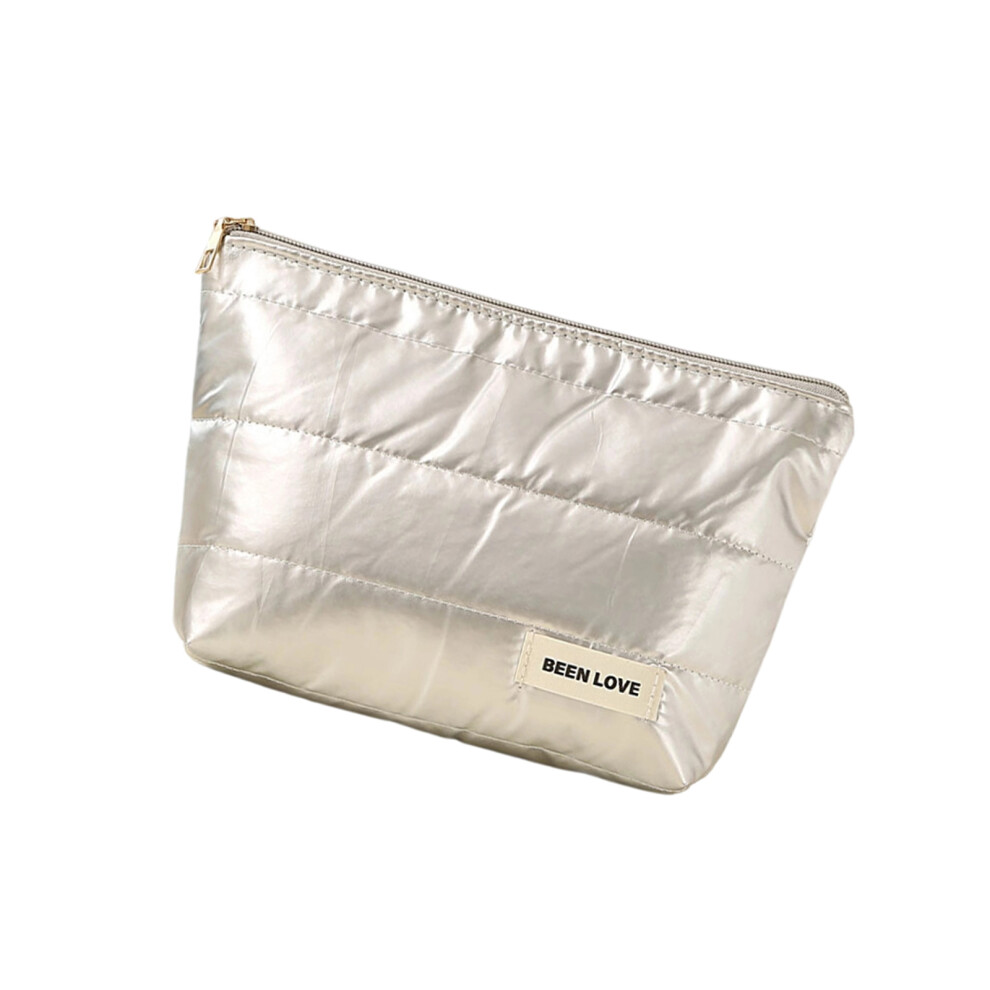 Silver Cosmetic Bag Waterproof And Room For Travel- Clutch Bag