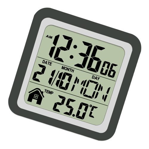 Horloge numérique étanche, affichage de la température,-Noir
