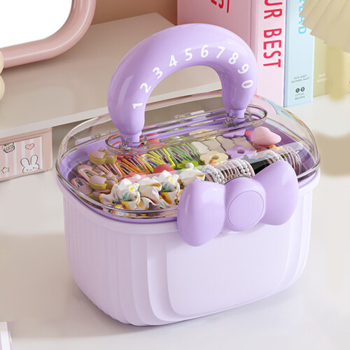 Large Capacity 2 Layer Clear Hair Accessories Storage-L Pink 1