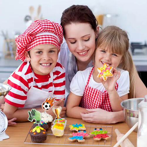 Διακοσμητικά για cupcakes με σχέδιο μπάλας ποδοσφαίρου, μη τοξικά είδη διακόσμησης 2
