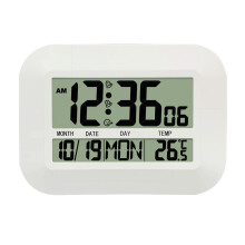Horloge de calendrier numérique avec alarme de réglage de-Blanc