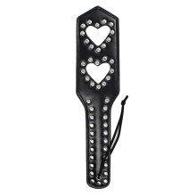 Spanking Paddle Leather BDSM Paddle With Rivets, Heart Design Flogger For Bondage, Black