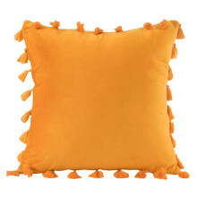 Housse de coussin carrée douce et unie, ornée de pompons adorables et d'une couleur unie polyvalente, idéale pour diverses occasions. Fermeture