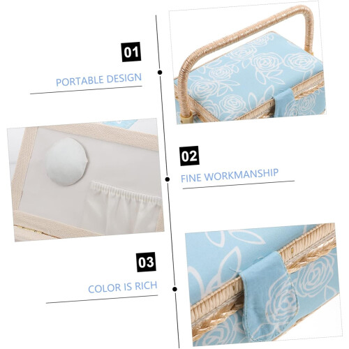 Sewing Tools Box With Compartments For Home Storage Basket And Embroidery Tool Holder 2