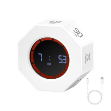 Stille digitale timer Oplaadbare timer Automatisch roterend-Wit