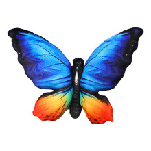 Velvets Butterfly Sierkussen Zacht gevulde-Blauwe en gele kont