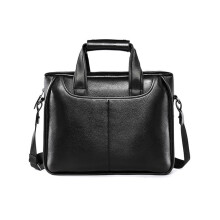Leather Briefcase For Men, Business Messenger Bag, Large Capacity, Vintage Style, Black