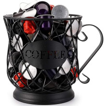 Organizador de Cápsulas de Café em Formato de Caneca Metálica, Design Simples e Elegante, Ideal para Bancada, Compatível com Cápsulas de Café