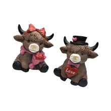 Hars Hoge Land Koe Kabouters Sculptuur Desktop Decoratie voor-aa