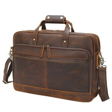 Business Briefcase  Leather Laptop Bag For Men, 17 Inch, Anti Theft, Office Messenger, Dark Brown