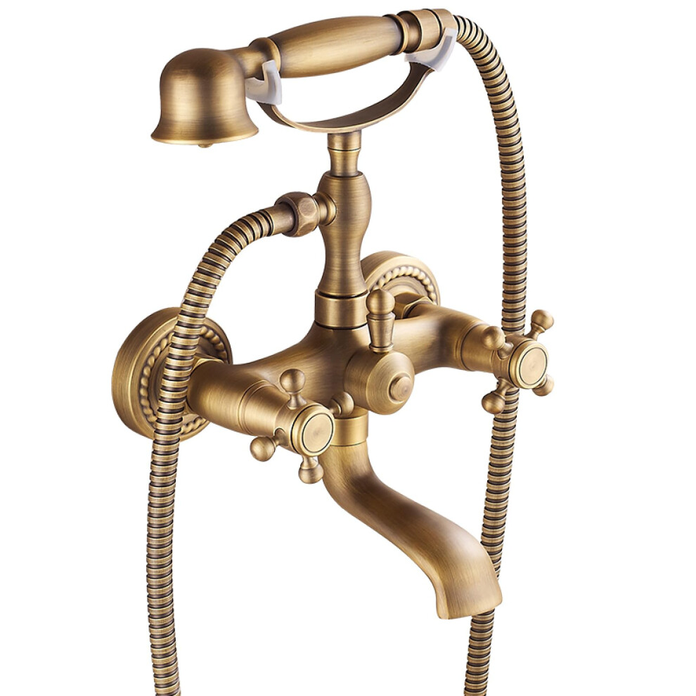 Shower System Clawfoot Tub Faucet Set, 2Function, Wallmounted, Hot Or Cold, Durable Finish, Antique Brass 9119770951922