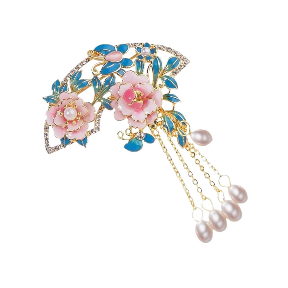 Delicate Peony Floral Brooch Enamel Crafted Tassels Jewelry Gift